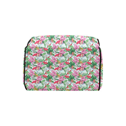 Tropical Flower Print Design LKS304 Diaper Bag Backpack