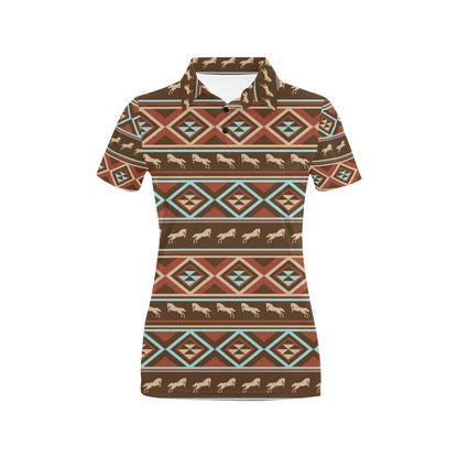 Western Horse Pattern Print LKS301 Women's Polo Shirt