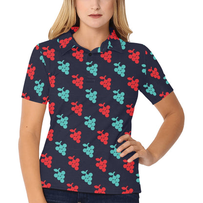 Grape Pattern Print Design GP07 Women's Polo Shirt