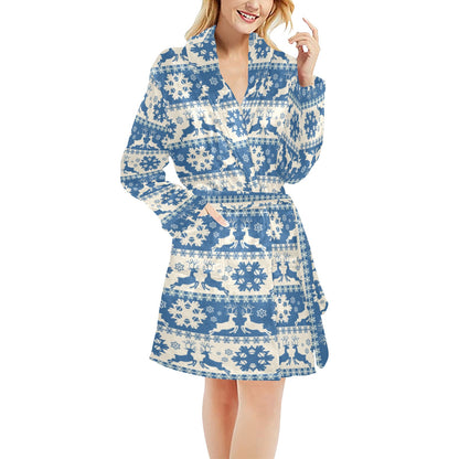 Reindeer Print Design LKS401 Women's Fleece Robe