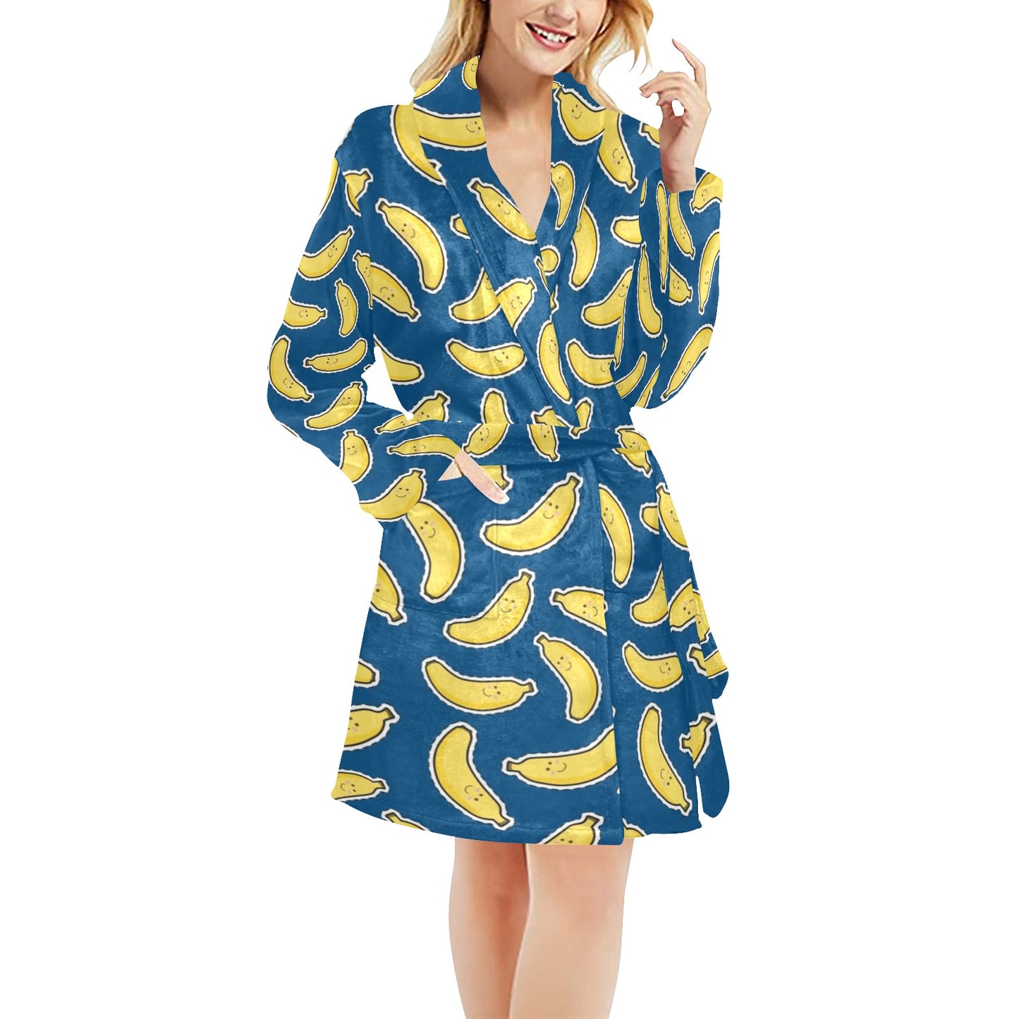 Banana Pattern Print Design BA03 Women's Fleece Robe