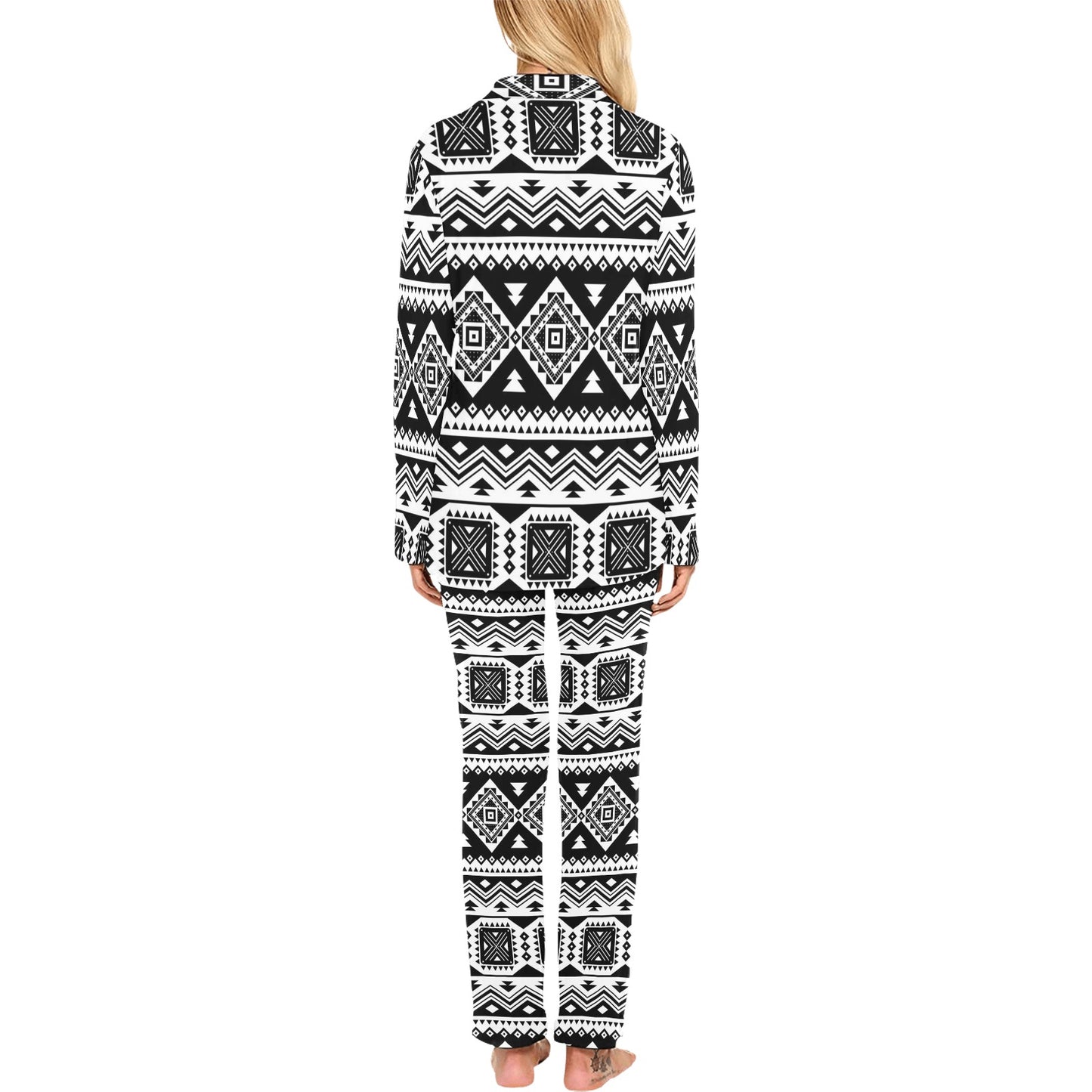 Aztec Pattern Print Design 08 Women's Long Pajama Set