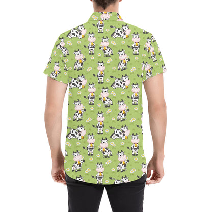 Cattle Print Design LKS401 Men Short Sleeve Button Up Shirt