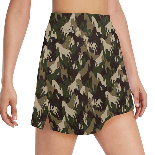 Horse Camo Themed Design Print 17" Golf & Pickleball Skort with Pockets