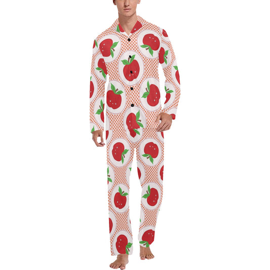 Apple Pattern Print Design AP08 Men's Long Pajama Set