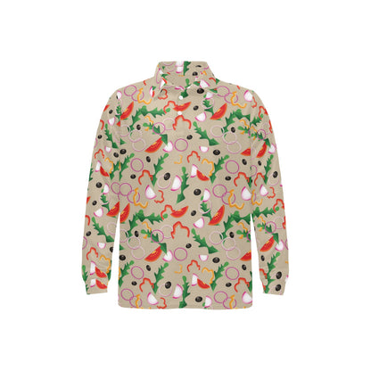 Salad Print Design LKS303 Long Sleeve Polo Shirt For Men's