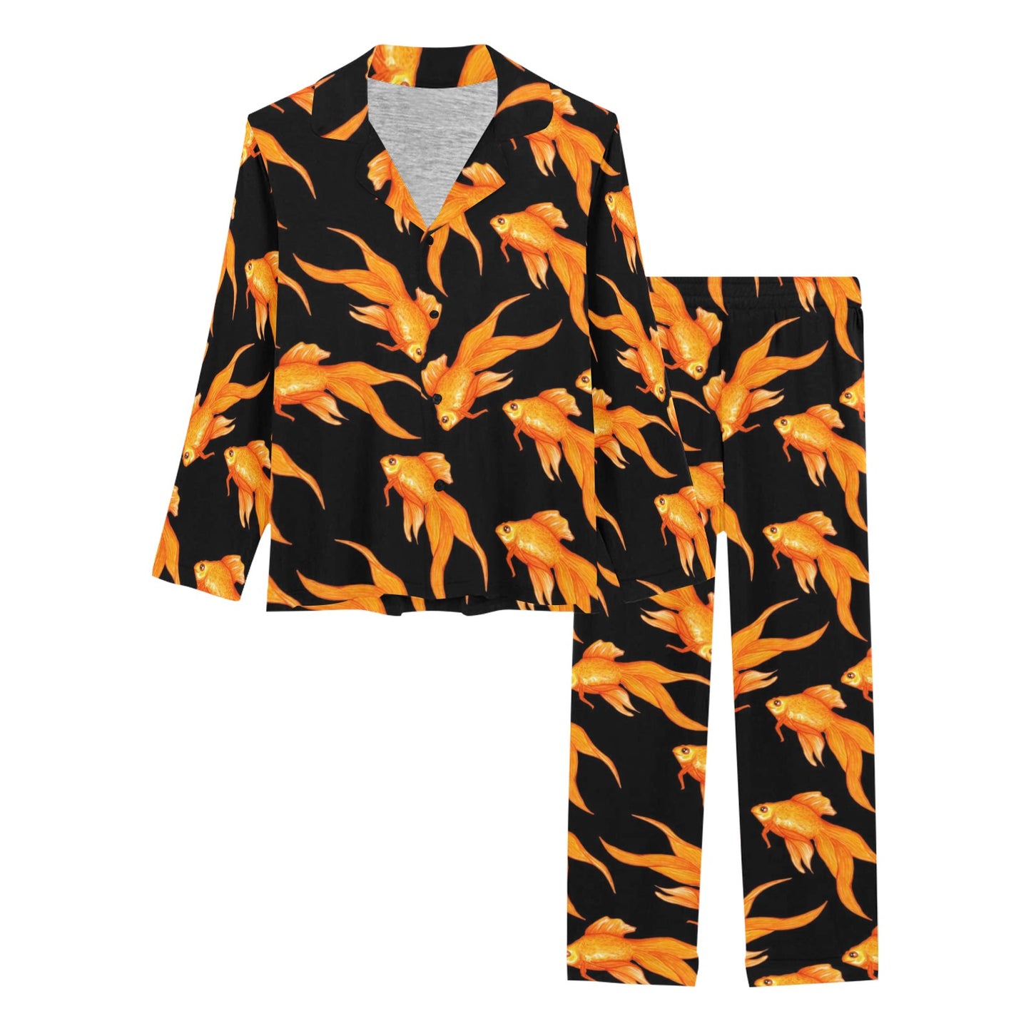 Goldfish Pattern Print Design 03 Women's Long Pajama Set