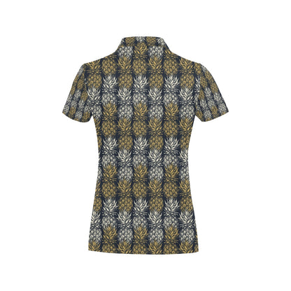 Pineapple Print Design Pattern Women's Polo Shirt