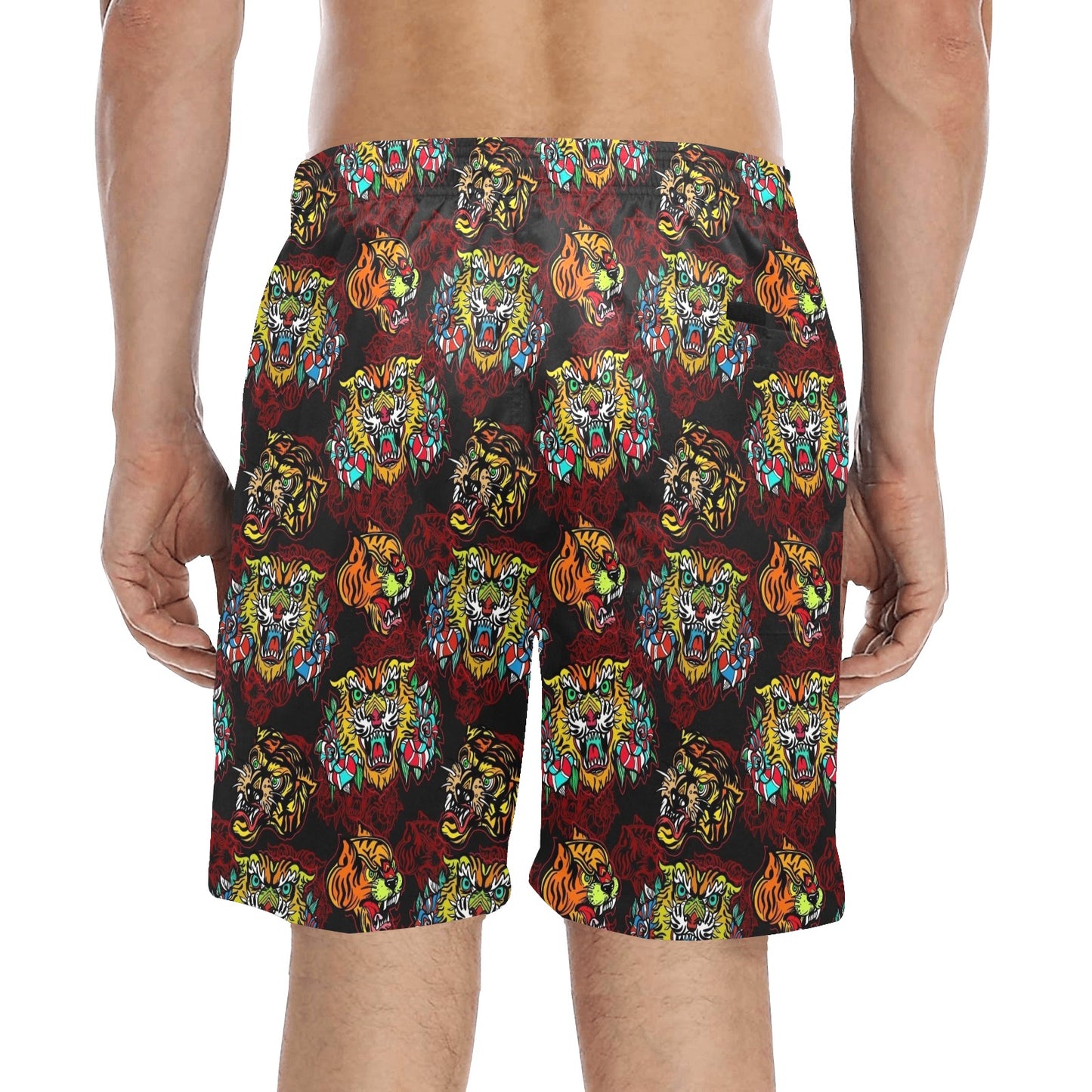 Tattoo Tiger Colorful Design Men's Swim Trunks Beach Shorts