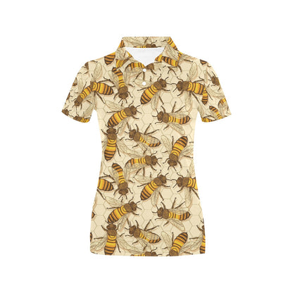 Bee Pattern Print Design BEE05 Women's Polo Shirt