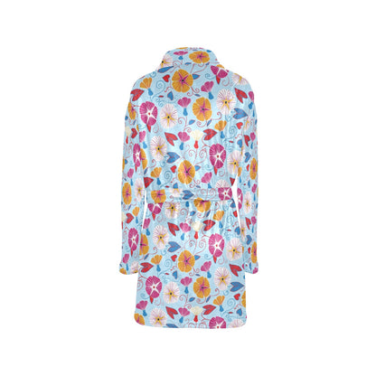 Morning Glory Pattern Print Design MG06 Women's Fleece Robe