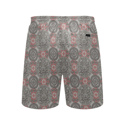 Calendar Aztec Style Print Pattern Men's Swim Trunks Beach Shorts