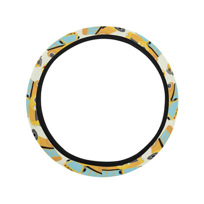 School Bus Print Design LKS301 Steering Wheel Cover with Elastic Edge