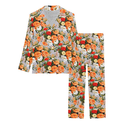 Lisianthus Pattern Print Design LT04 Women's Long Pajama Set