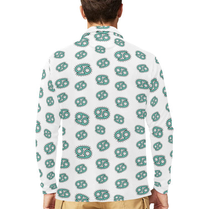 Cancer Zodiac Pattern Print Design 04 Long Sleeve Polo Shirt For Men's