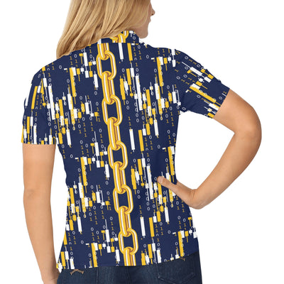 Cryptocurrency Chain Pattern Print Design 03 Women's Polo Shirt