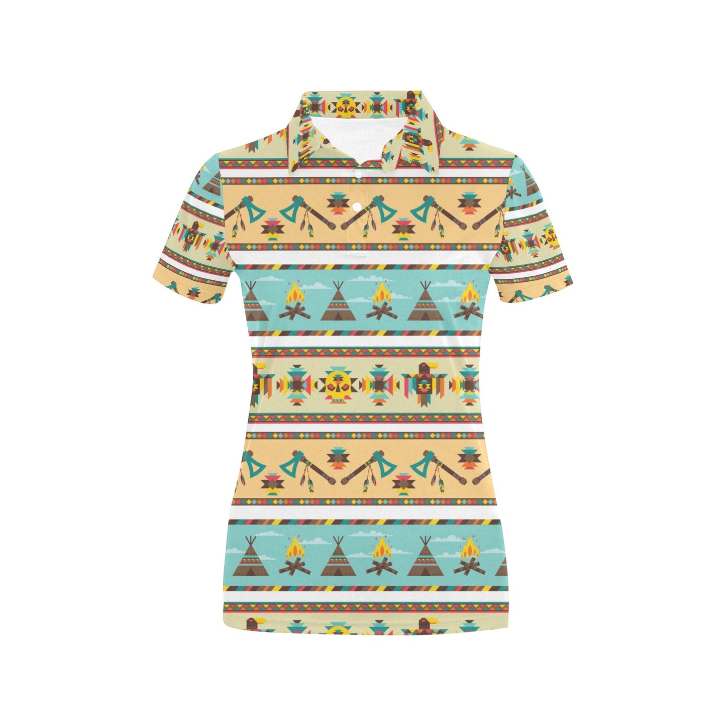 American indian Life Pattern Women's Polo Shirt