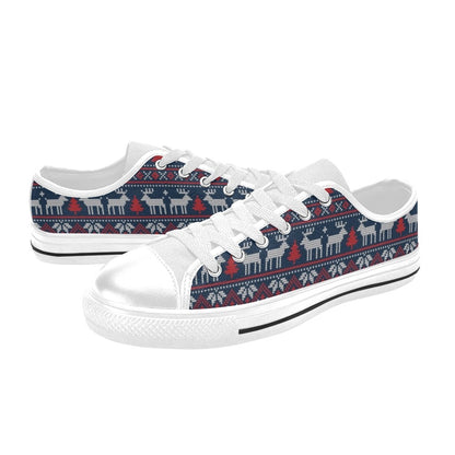 Reindeer Print Design LKS405 Women's White Low Top Shoes