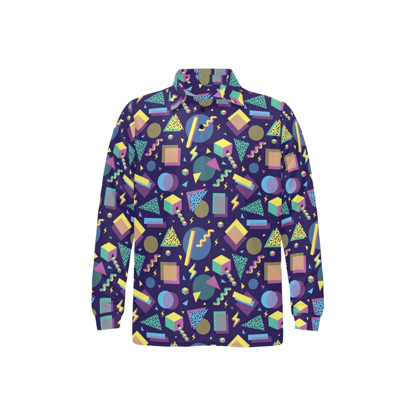Geometric Print Design LKS401 Long Sleeve Polo Shirt For Men's