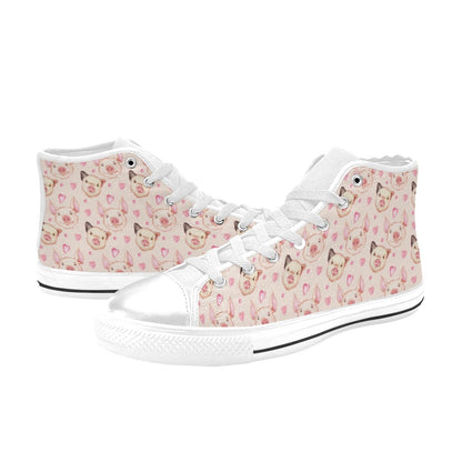 Pig Print Design LKS406 Men's High Top Canvas Shoes
