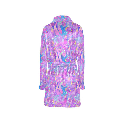 Psychedelic Trippy Mushroom Print Women's Fleece Robe
