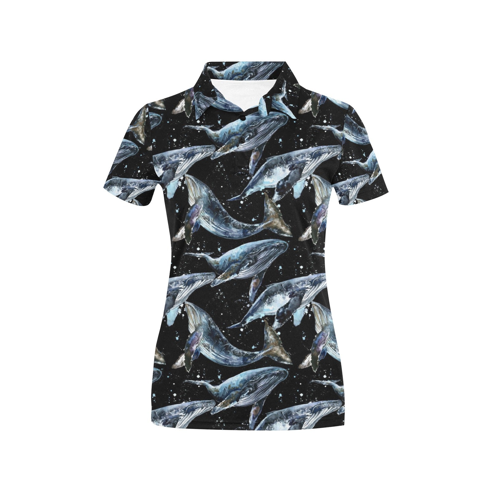 Humpback Whale Pattern Print Design 01 Women's Polo Shirt