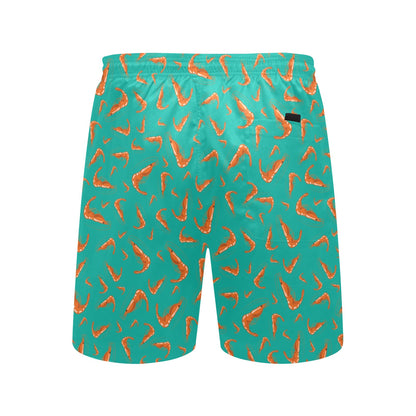 Shrimp Print Design LKS301 Men's Swim Trunks Beach Shorts