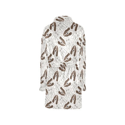 Basset Hound Pattern Print Design 01 Women's Fleece Robe