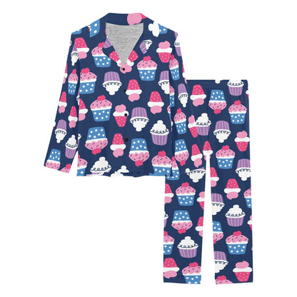 Cupcake Pattern Print Design CP04 Women's Long Pajama Set