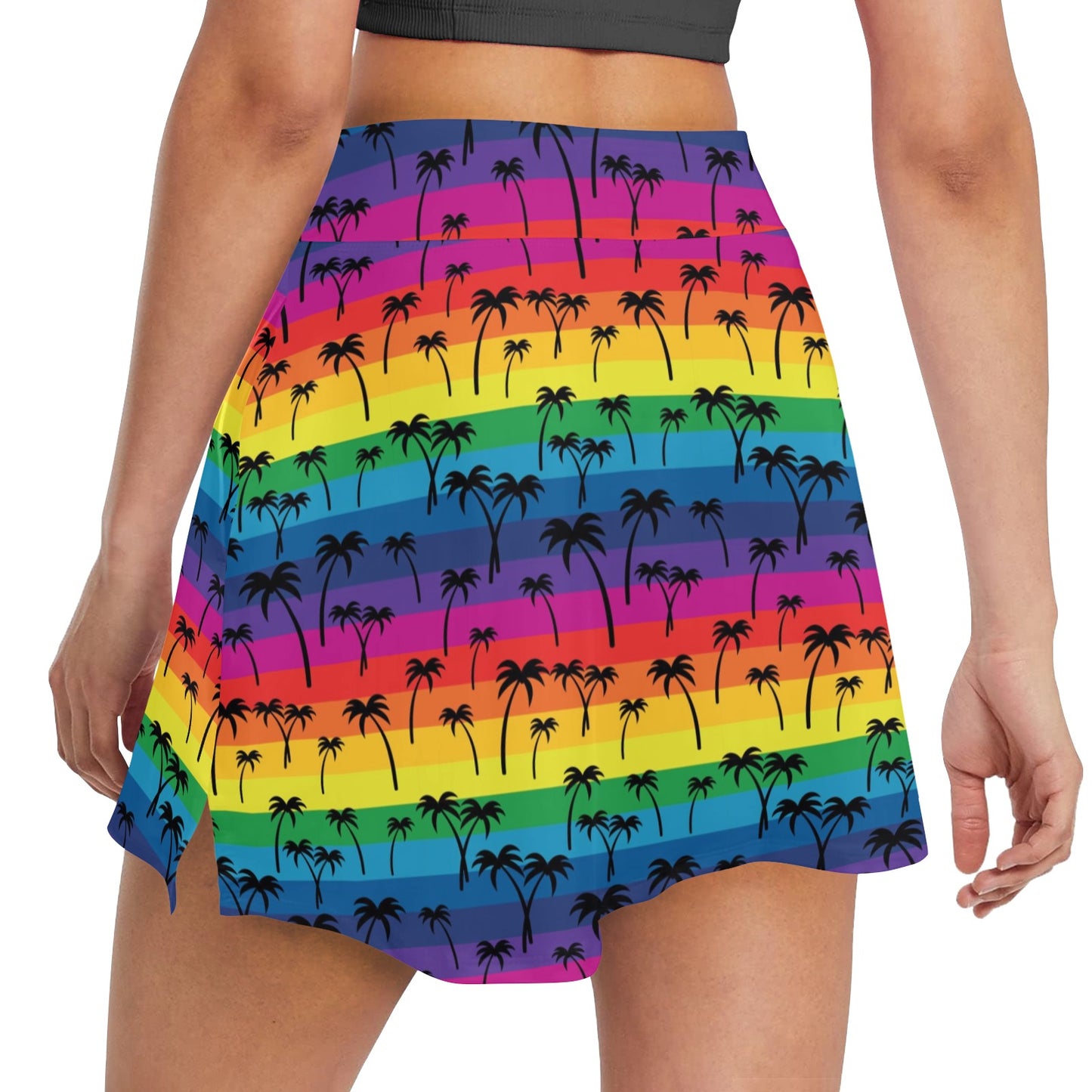 Palm Tree Rainbow Themed Print 17" Golf & Pickleball Skort with Pockets