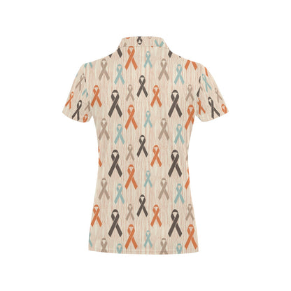 Cancer Awareness Pattern Print Design 01 Women's Polo Shirt