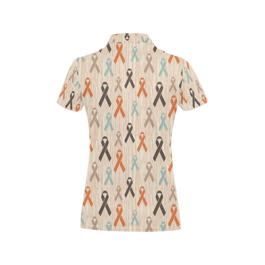 Cancer Awareness Pattern Print Design 01 Women's Polo Shirt