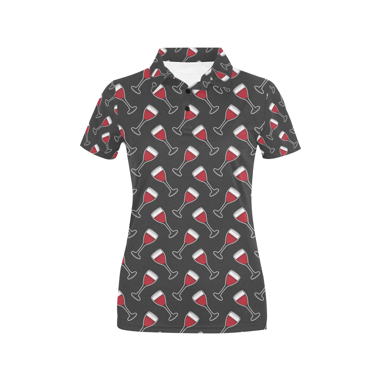 Wine Print Design LKS308 Women's Polo Shirt