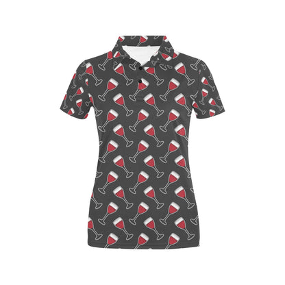 Wine Print Design LKS308 Women's Polo Shirt
