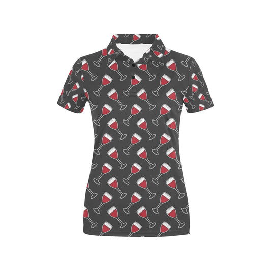 Wine Print Design LKS308 Women's Polo Shirt