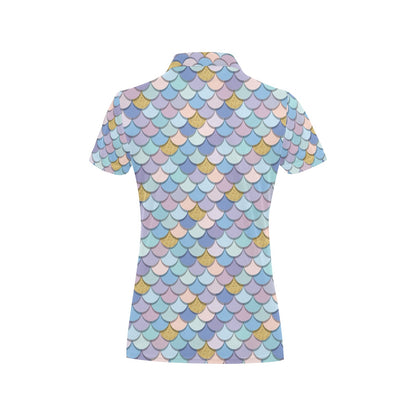 Mermaid Scales Pattern Print Design 05 Women's Polo Shirt