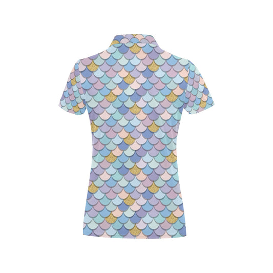 Mermaid Scales Pattern Print Design 05 Women's Polo Shirt