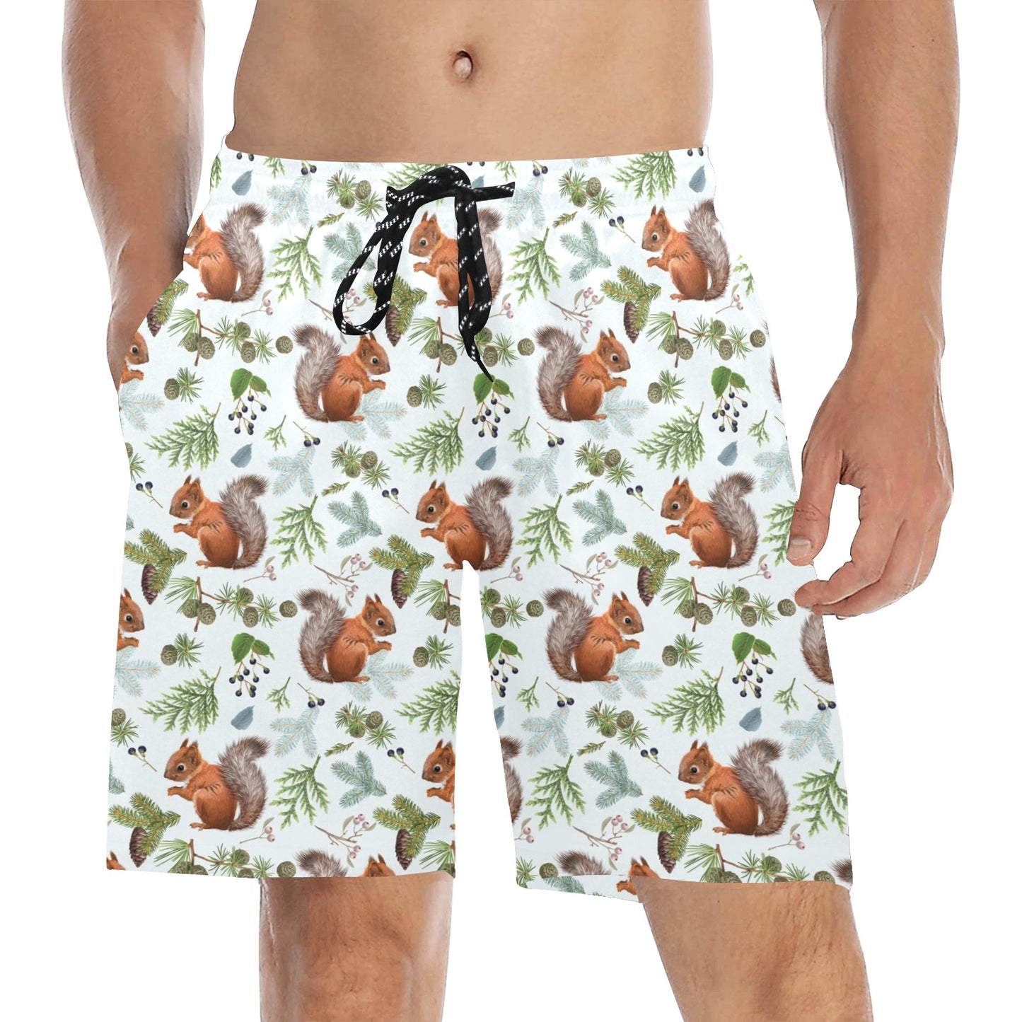 Squirrel Print Design LKS308 Men's Swim Trunks Beach Shorts