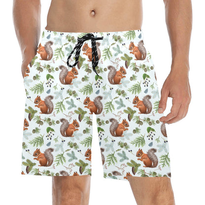 Squirrel Print Design LKS308 Men's Swim Trunks Beach Shorts
