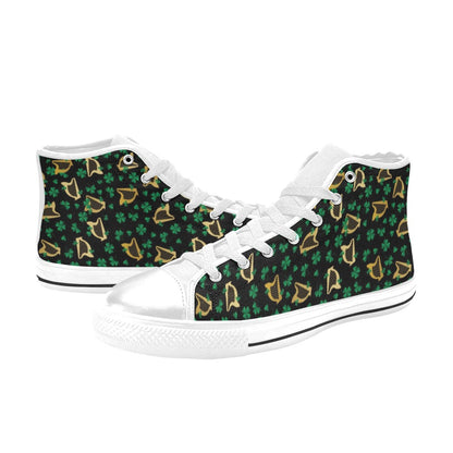 Harp Print Design LKS402 Men's High Top Canvas Shoes