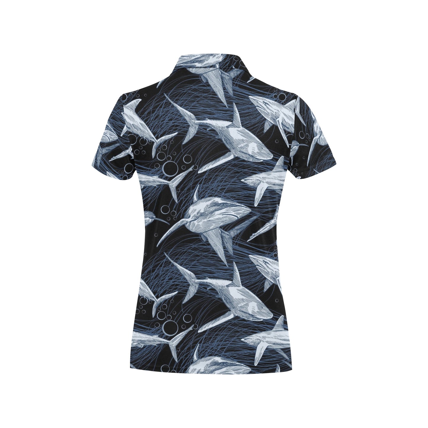 Shark Print Pattern Women's Polo Shirt