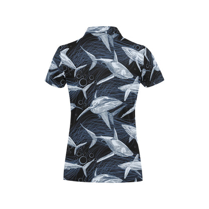 Shark Print Pattern Women's Polo Shirt