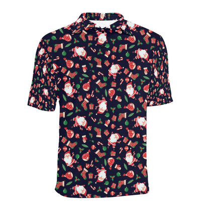 Santa Christmas Themed Print Design LKS304 Men Polo Shirt