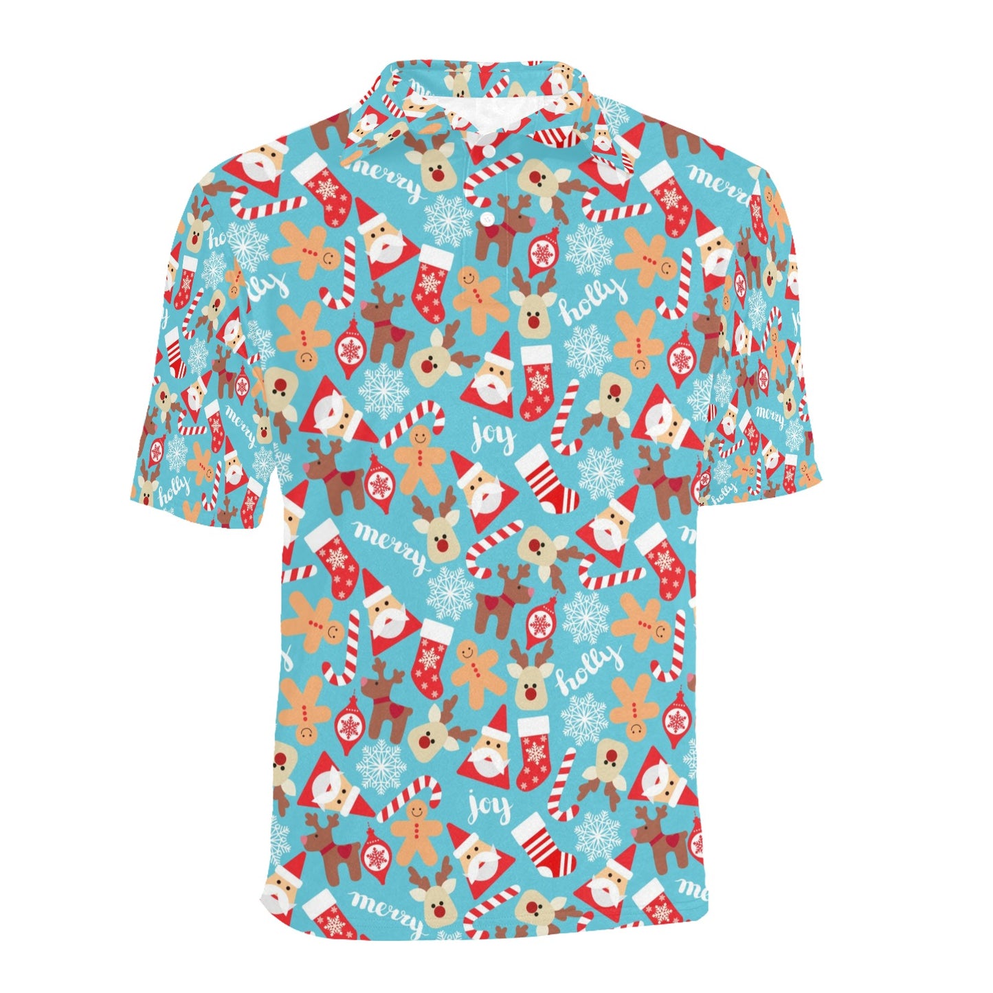 Santa Christmas Themed Print Design LKS306 Men Polo Shirt