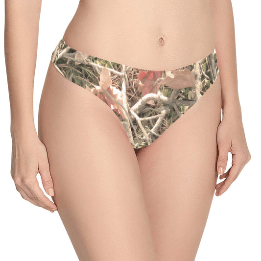 Camouflage Realistic Tree Authumn Print Women's Thongs