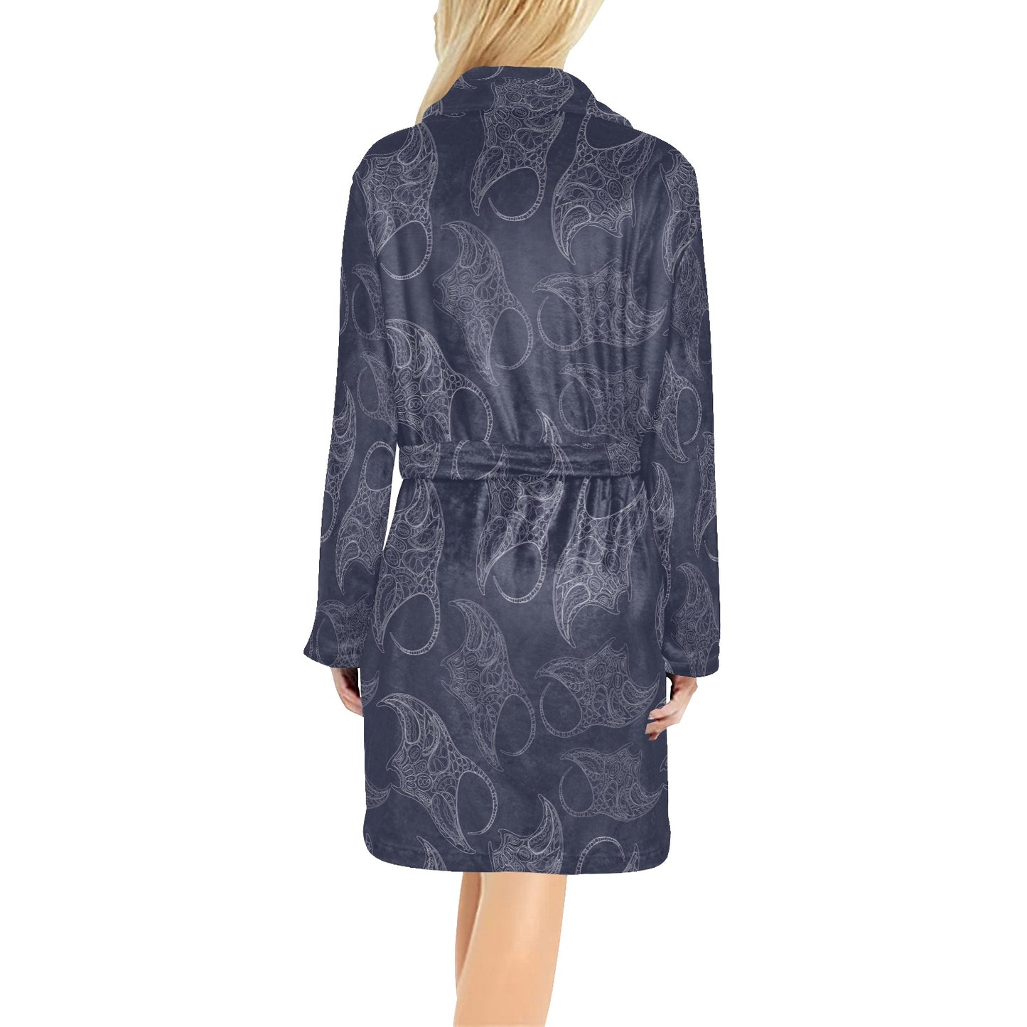 Manta Ray Pattern Print Design 01 Women's Fleece Robe