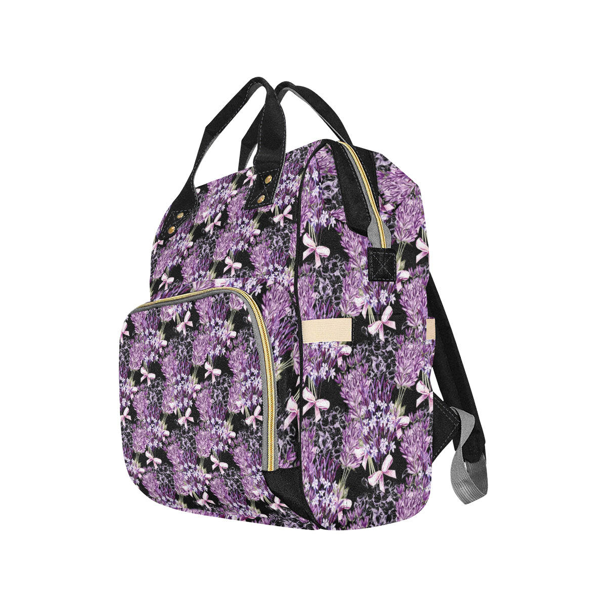 Lavender Pattern Print Design LV06 Diaper Bag Backpack