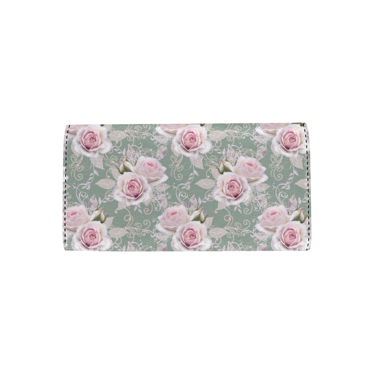 Rose White Pattern Print Design RO012 Women's Trifold Wallet