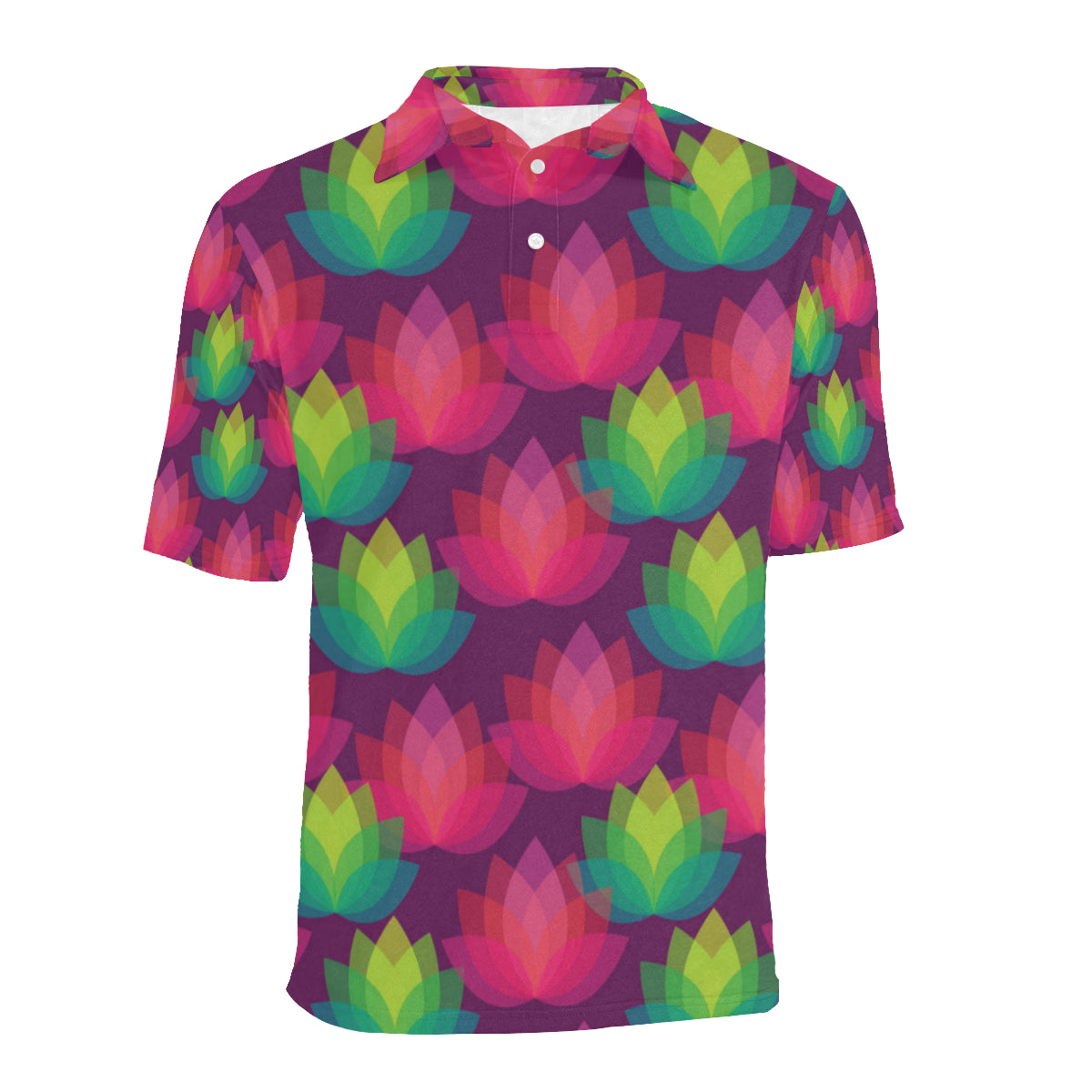 Lotus Pattern Print Design 02 Men Polo Shirt