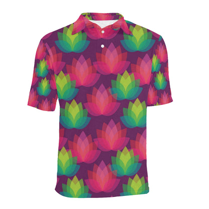 Lotus Pattern Print Design 02 Men Polo Shirt